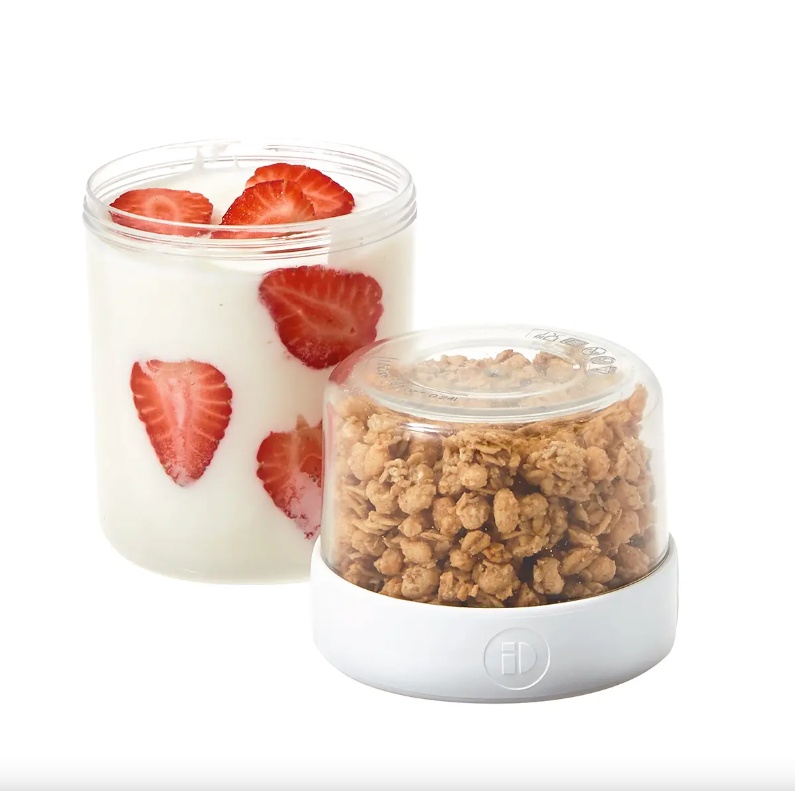 Container, iD FRESH STACK N' SNACK MEDIUM, Ø 9,5 x H 16 cm, Clear / White