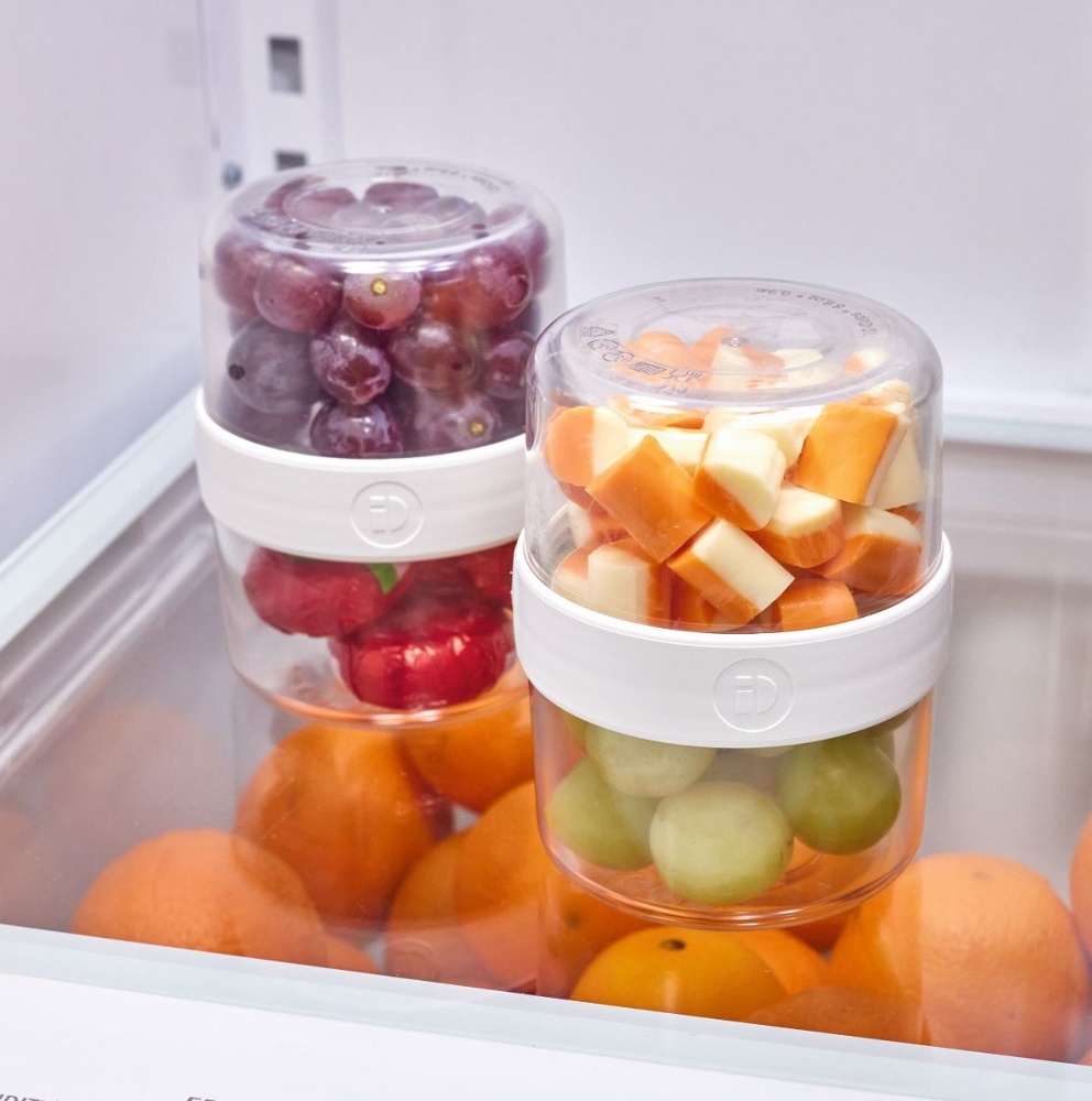 Container, iD FRESH STACK N' SNACK SMALL, Ø 9,5 x H 12 cm, Clear / White