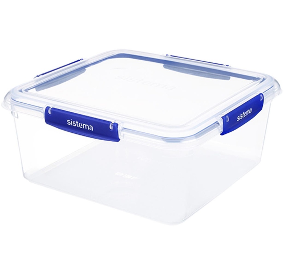 Container, XL, 5,5 L, KLIP IT PLUS SQUARE, 25 x 26 x H 11,7 cm, Clear / Blue