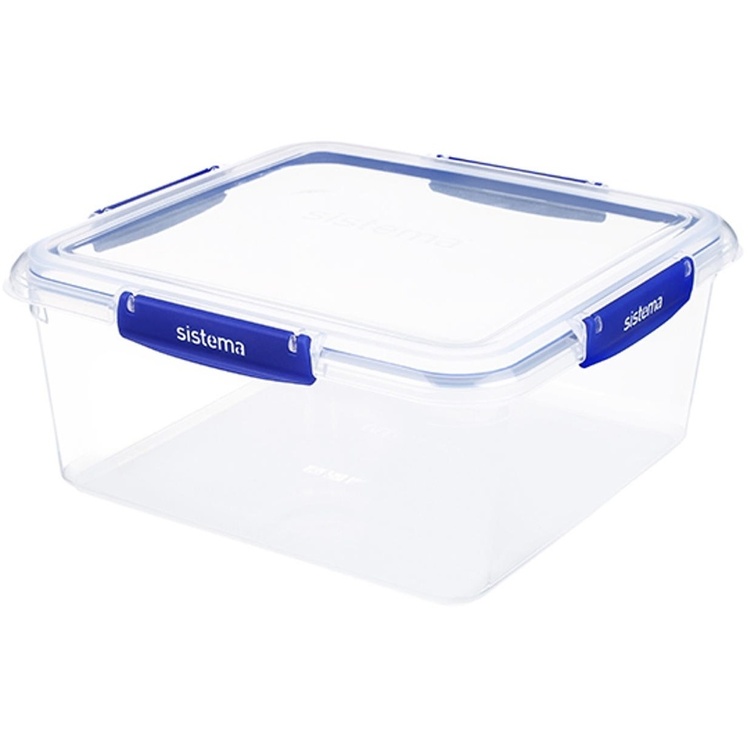 Container, XL, 5,5 L, KLIP IT PLUS SQUARE, 25 x 26 x H 11,7 cm, Clear / Blue
