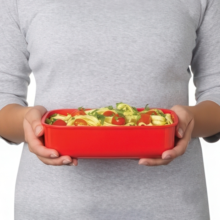 Lunch boxes, Set with 3, MICROWAVE HEAT & EAT PACK, Red