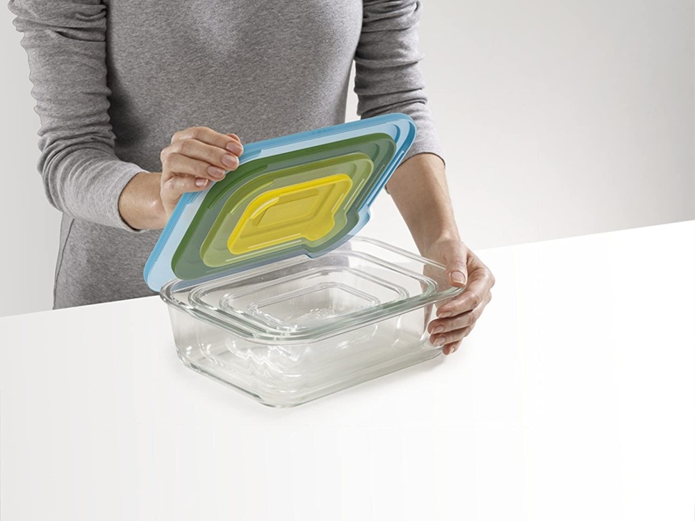 Lunch boxes, Set with 4, NEST GLASS CONTAINERS, Large, Joseph Joseph, Assorted