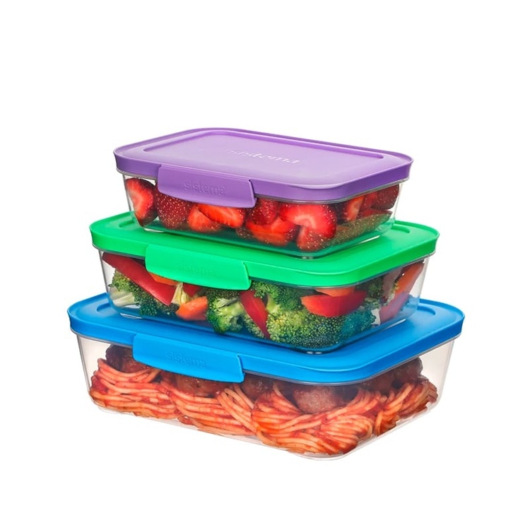 Food Storage boxes, Set of 3, SISTEMA NEST IT MEDIUM, Clear / Assorted