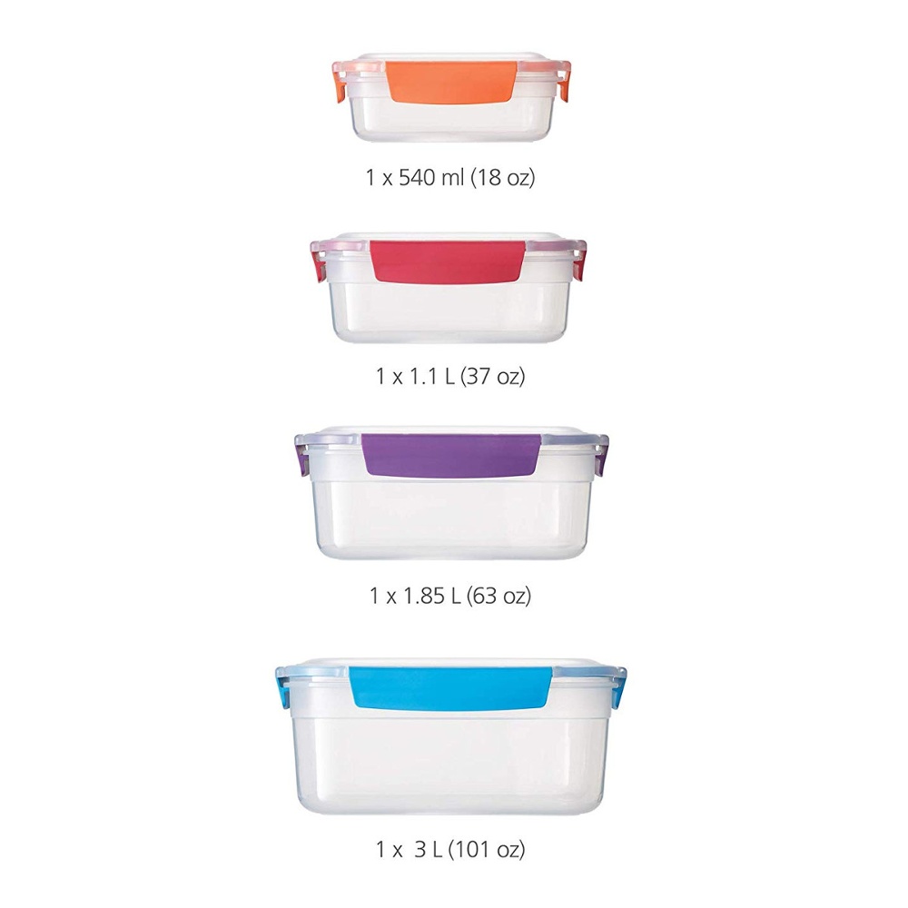 Lunch boxes, Set with 4, NEST LOCK CONTAINERS, Large, Joseph Joseph, Assorted
