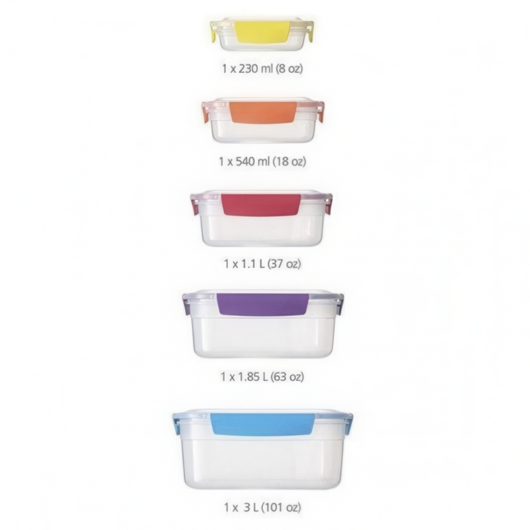 Lunch boxes, Set with 5, NEST LOCK CONTAINERS, Large, Joseph Joseph, Assorted