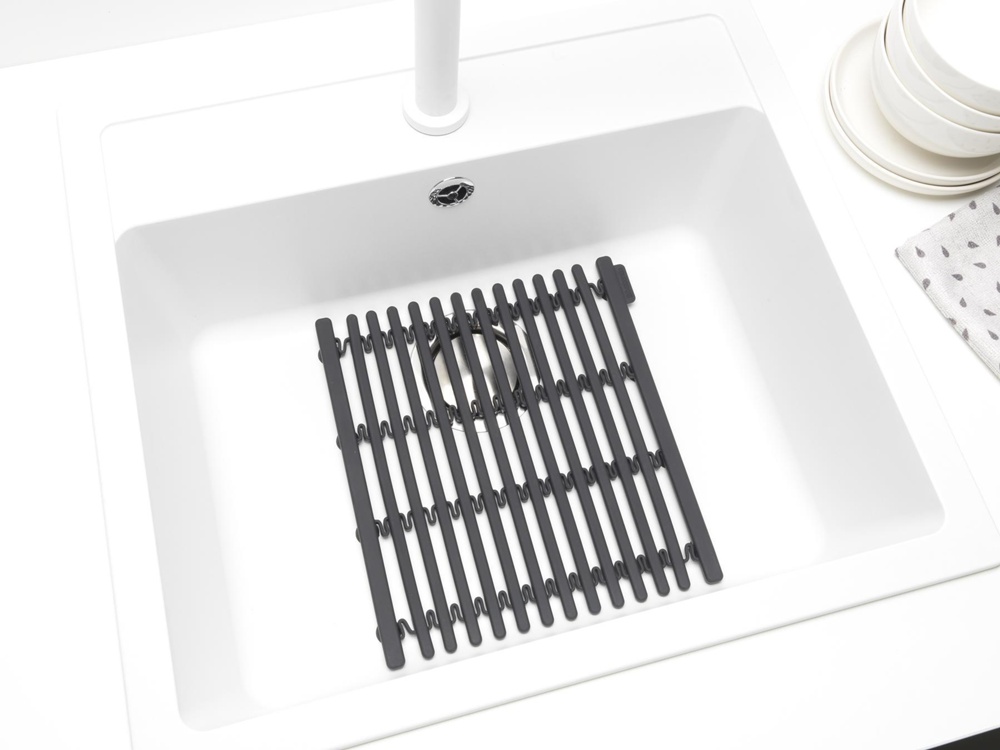 Sink Mat, Silicone, BRABANTIA , 30 x 30 - 45 cm, Dark grey