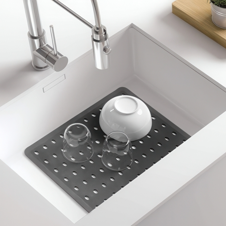 Sink Mat, Rubber, LARGE SALVAPLATOS, 41 x 32 cm, Dark grey