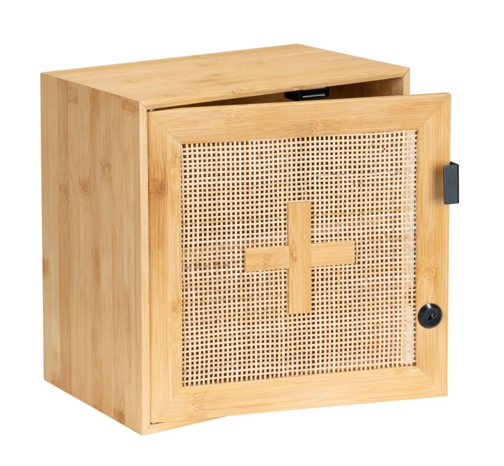 Medicine cabinet in Bamboo, Lockable, ALLEGRE, 30 x 19,5 x H 30 cm, Nature