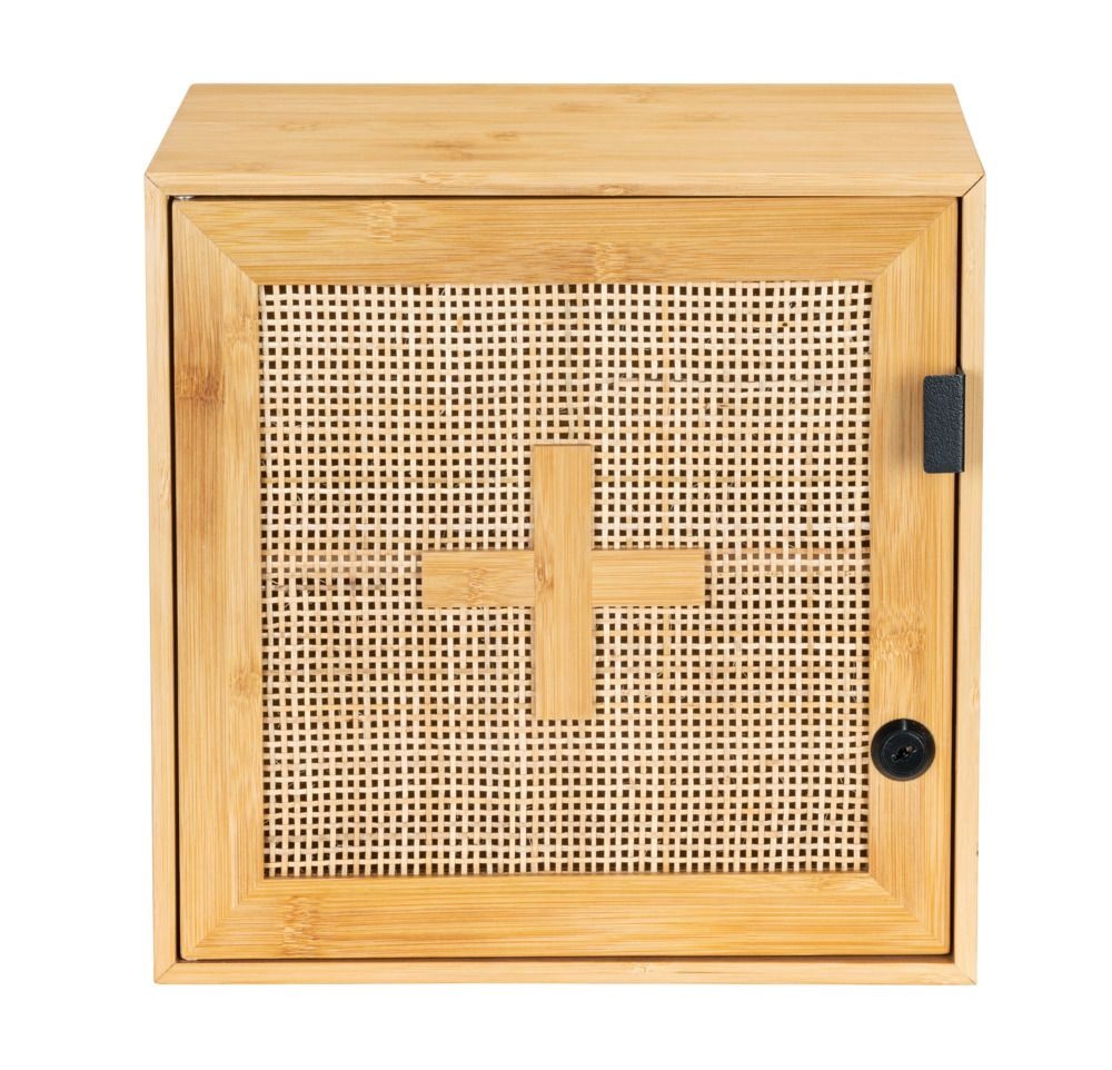 Medicine cabinet in Bamboo, Lockable, ALLEGRE, 30 x 19,5 x H 30 cm, Nature