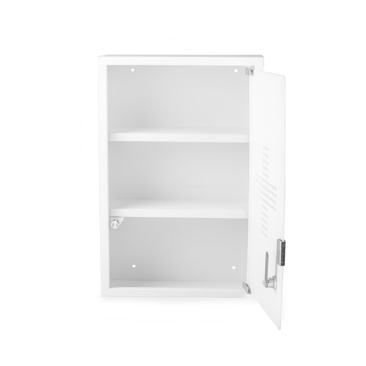 Medicine cabinet in metal, lockable, CURE, 30 x 12 x H 45 cm, White