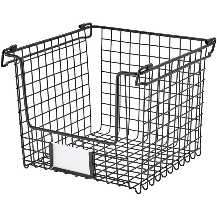 Stackable Metal Basket, CLASSICO MEDIUM, 25,4 x 25,4 x H 20,3 cm, Black
