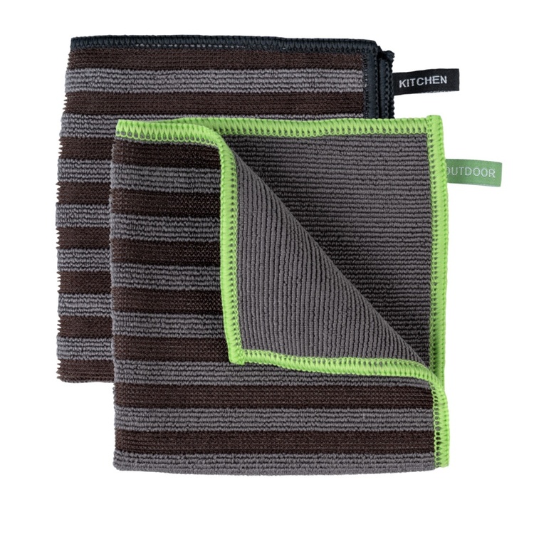 Microfiber cloths for coarse dirt, Set of 2, OUTDOOR, 30 x 30 cm, Black