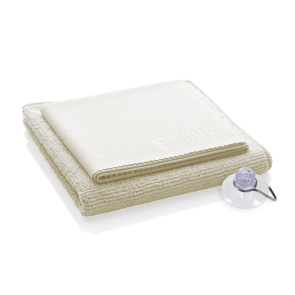 Microfibre Cloths, Set of 2, SHOWER CLEANING PACK, Ivory