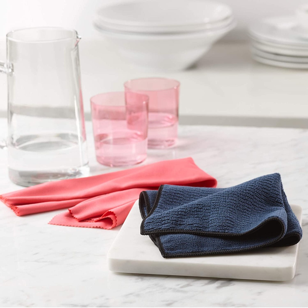 Microfibre Cloths, Set of 2, GRANITE & STONE, Black / Orange 