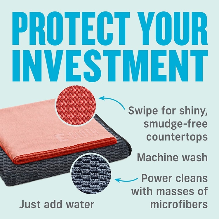 Microfibre Cloths, Set of 2, GRANITE & STONE, Black / Orange 