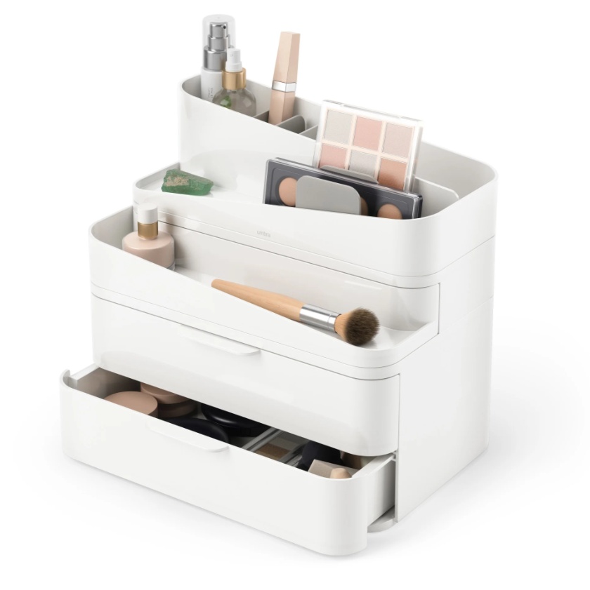 Cosmetic Organiser, UMBRA LARGE GLAM MAKE UP, White / Grey