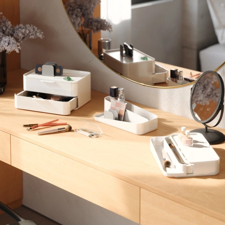 Cosmetic Organiser, UMBRA LARGE GLAM MAKE UP, White / Grey