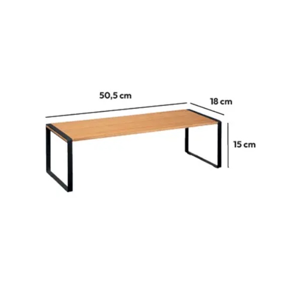 Mini extra shelf, BLACK & WOOD KITCHEN RACK, 50,5 x 18 x H 15 cm, Natural / Black