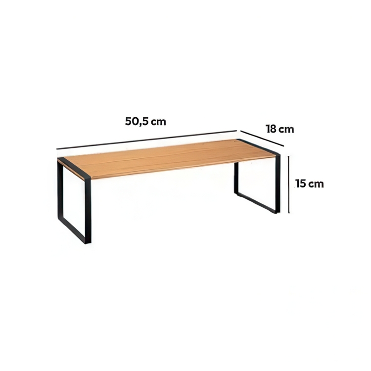 Mini extra shelf, BLACK & WOOD KITCHEN RACK, 50,5 x 18 x H 15 cm, Natural / Black