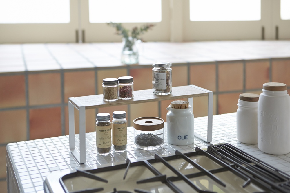 Mini extra shelf, TOSCA KITCHEN RACK WIDE, 40 x 12 x H 15.5 cm, Yamazaki, White / Wood