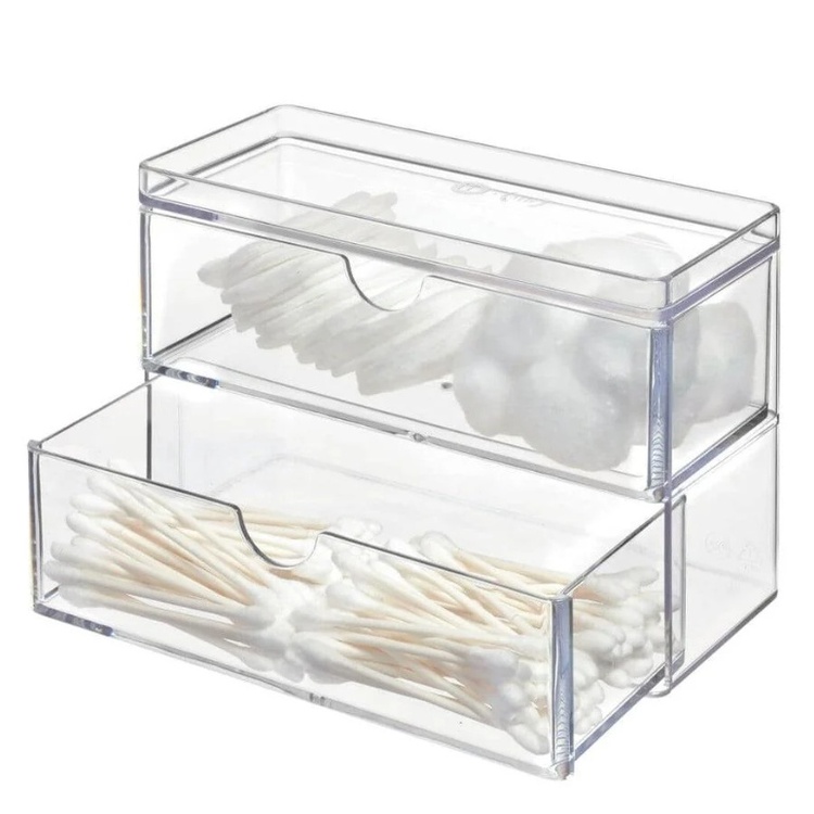 Pull-out drawers, THE HOME EDIT MINI 2-DRAWER ORGANIZER , 17,8 x 8,3 x H 11,4 cm, Klar