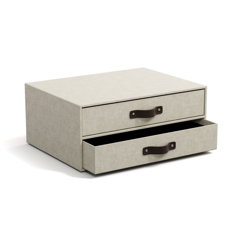 Two drawer box storage, BIGSO BIRGER CANVAS, 33 x 25,5 x H 14,5 cm, Beige