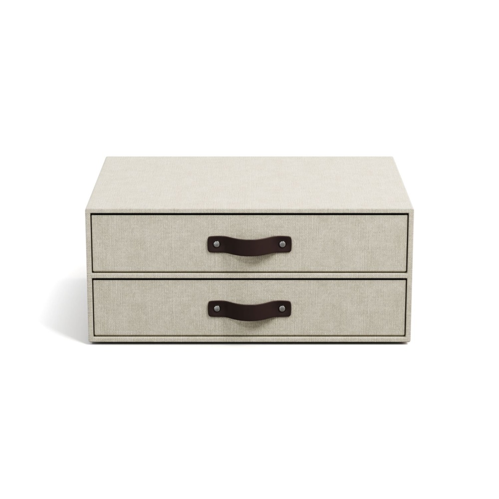 Two drawer box storage, BIGSO BIRGER CANVAS, 33 x 25,5 x H 14,5 cm, Beige
