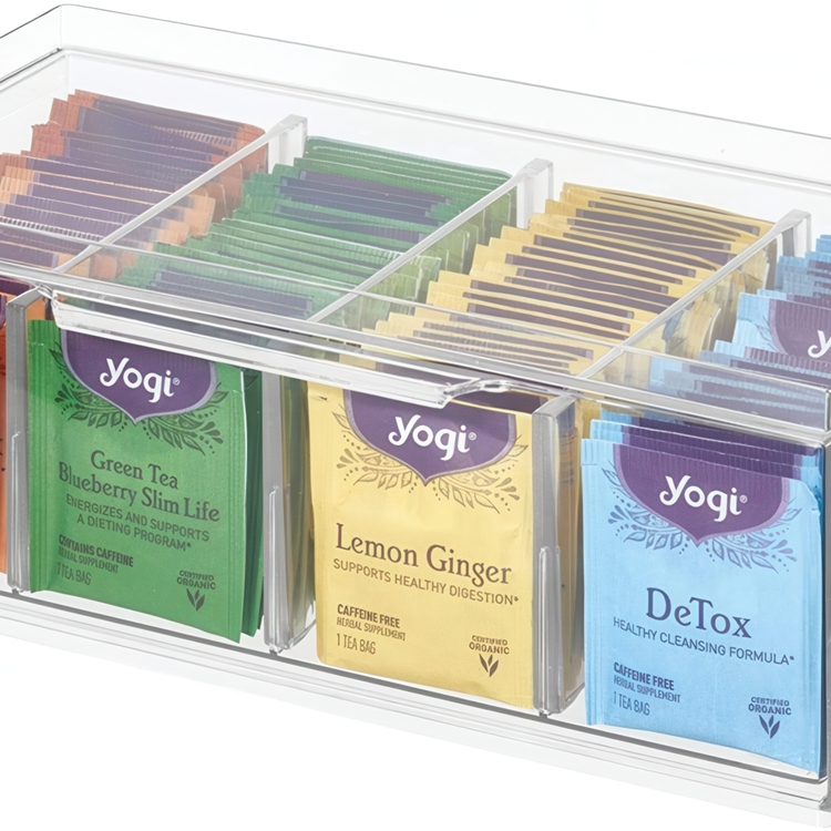 Drawer Box for Tea Bags, CRISP TEA ORGANIZER, 32 x 16 x H11,5cm, Transparent