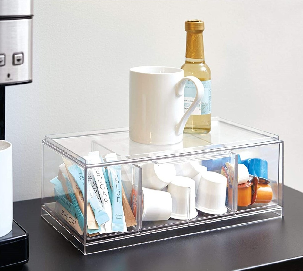 Drawer Box for Tea Bags, CRISP TEA ORGANIZER, 32 x 16 x H11,5cm, Transparent