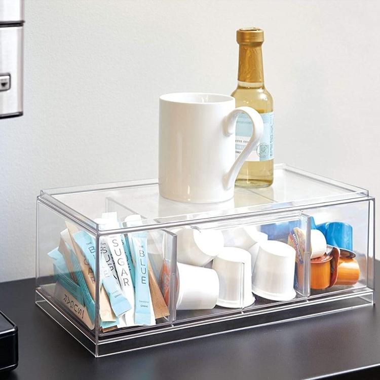 Drawer Box for Tea Bags, CRISP TEA ORGANIZER, 32 x 16 x H11,5cm, Transparent