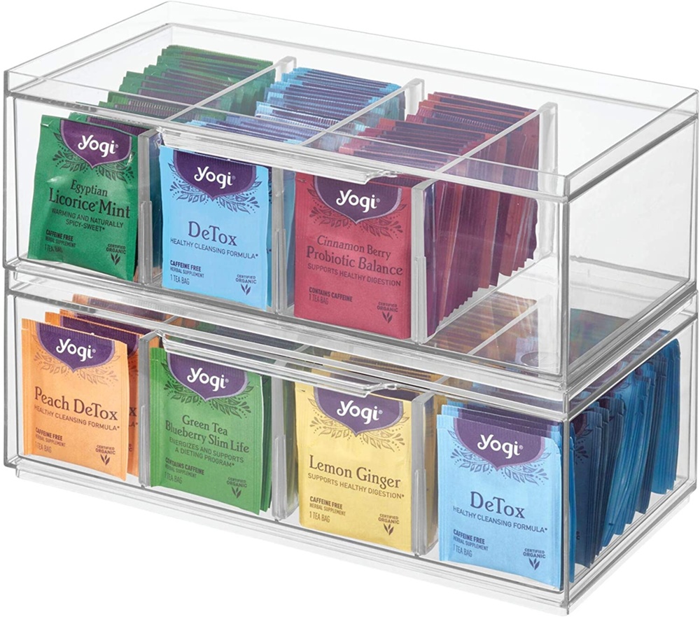 Drawer Box for Tea Bags, CRISP TEA ORGANIZER, 32 x 16 x H11,5cm, Transparent