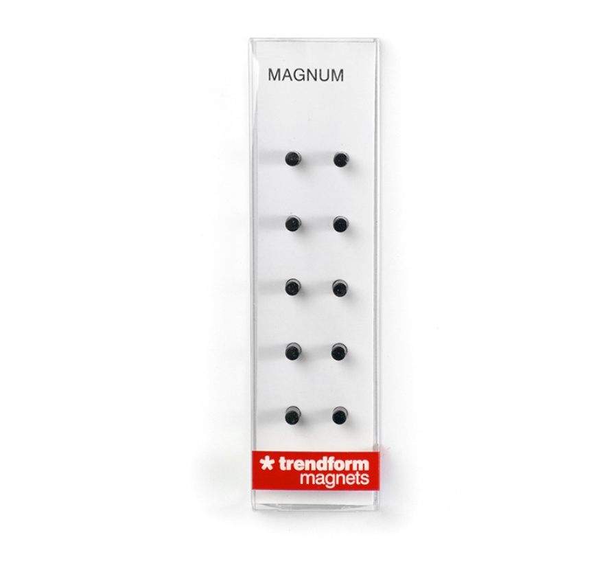 Magnets, Mini, Set of 10, MAGNUM, small and super strong, Ø 0,4 x H 0,7 cm , Black