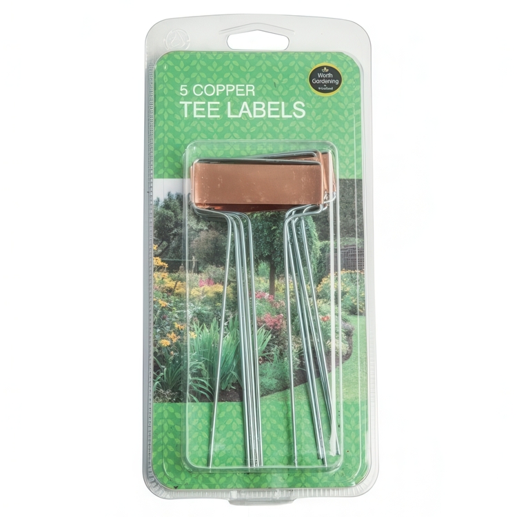 Plant labels, COPPER TEE LABELS, 5 pcs, Copper