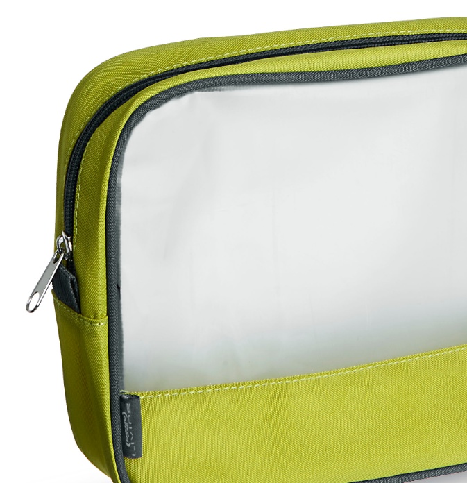 Toiletry Bag, TRAVEL SMART LARGE, 22 x 5,5 x H 18 cm, Lime / Transparent