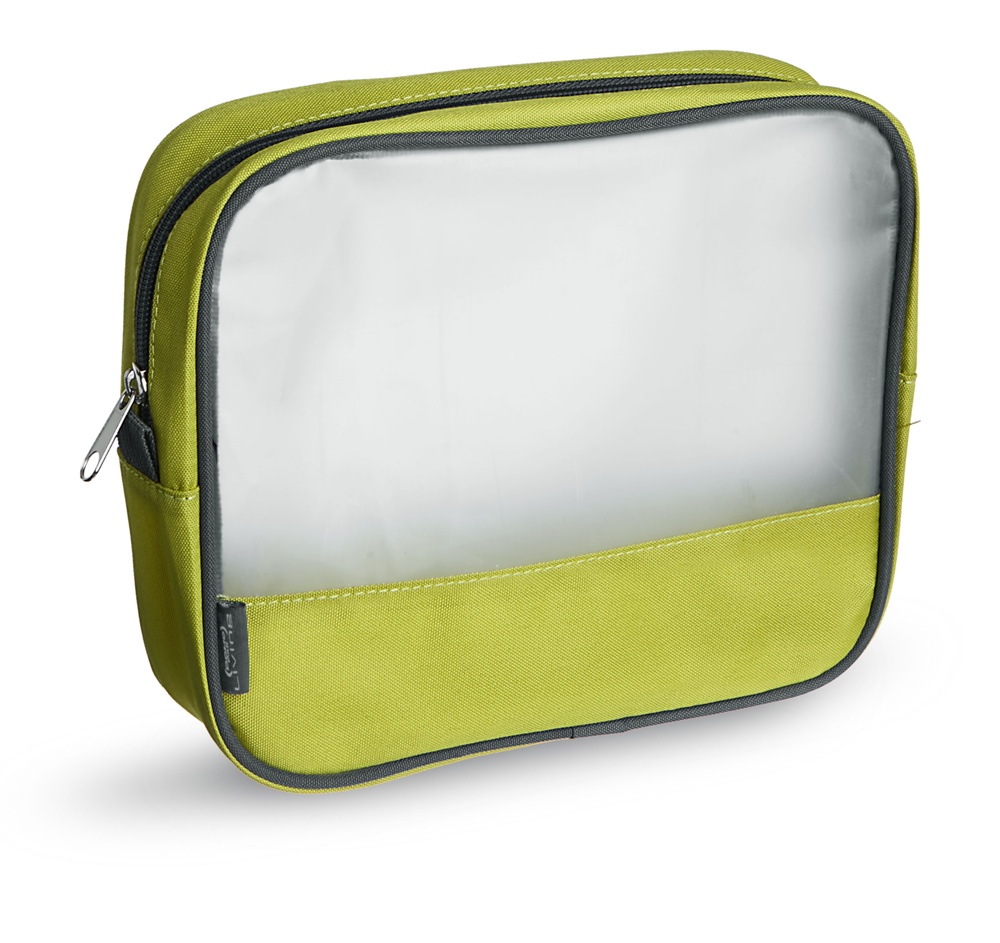 Toiletry Bag, TRAVEL SMART LARGE, 22 x 5,5 x H 18 cm, Lime / Transparent