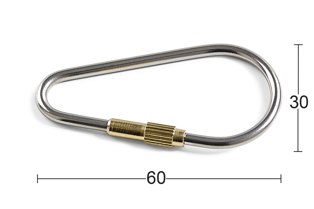 Key rings, Set of 2, HABO, 6 x 3 cm, Stainless / Brass