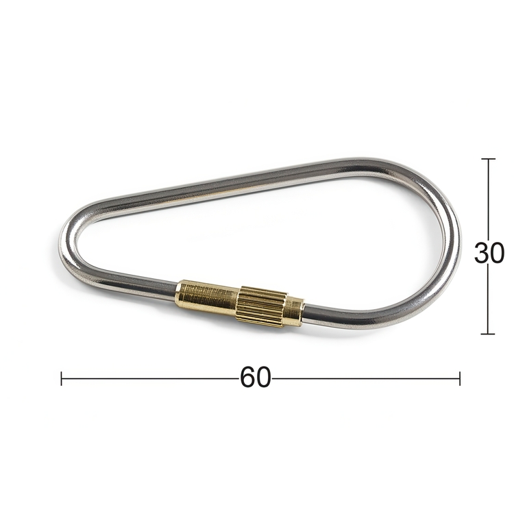 Key rings, Set of 2, HABO, 6 x 3 cm, Stainless / Brass