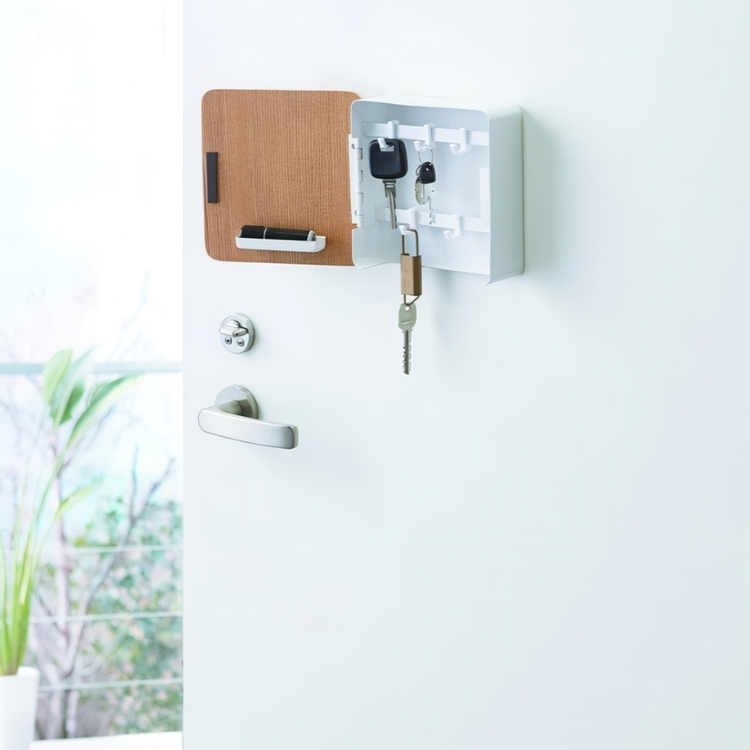 Key Cabinet, Magnetic, RIN SQUARE, Yamazaki, 16 x 16 cm, White / Nature