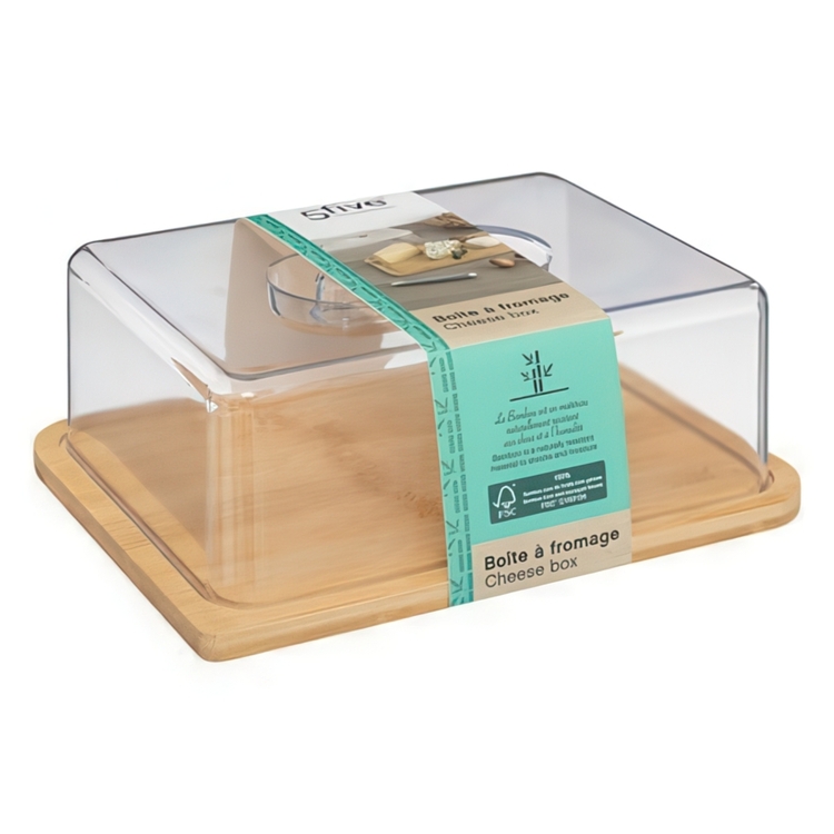Bamboo Cheese Board, BOÎTE Á FROMAGE, 26 x 20 x H7,5 cm, Clear / Nature