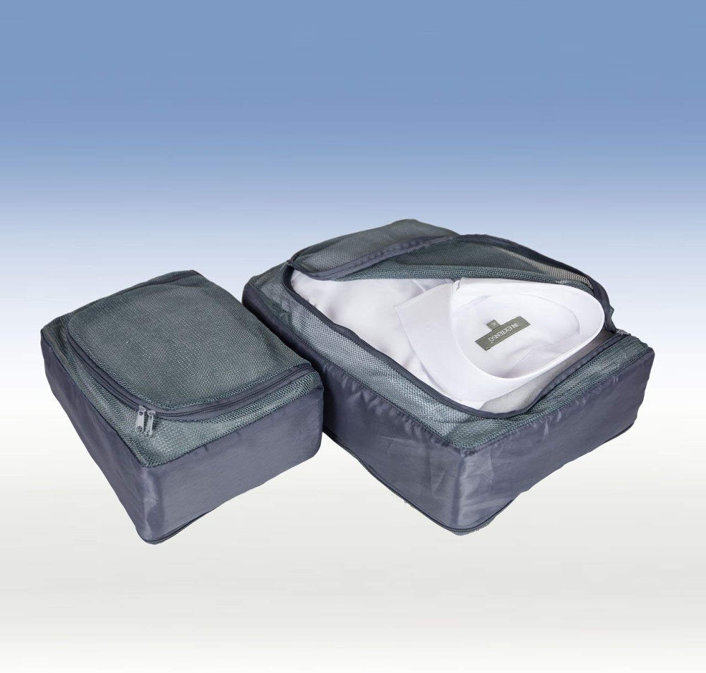 Travel Packing Cube, 2 compartments, CASE ORGANIZER LARGE, 35 x 26 x H 20 cm, Grey