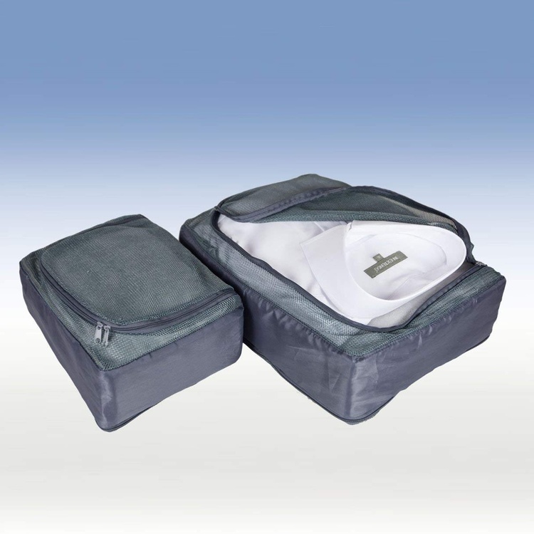 Travel Packing Cube, 2 compartments, CASE ORGANIZER LARGE, 35 x 26 x H 20 cm, Grey