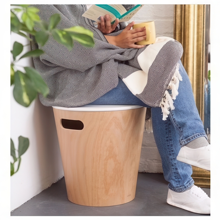 Stool / Table with storage, WOODROW, Umbra