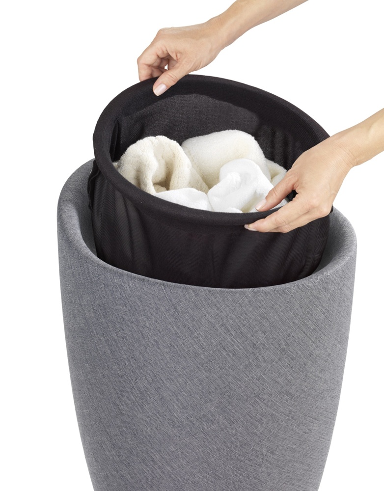 Stool with storage, CANDY, Ø 36 x H 50,5 cm, Grey