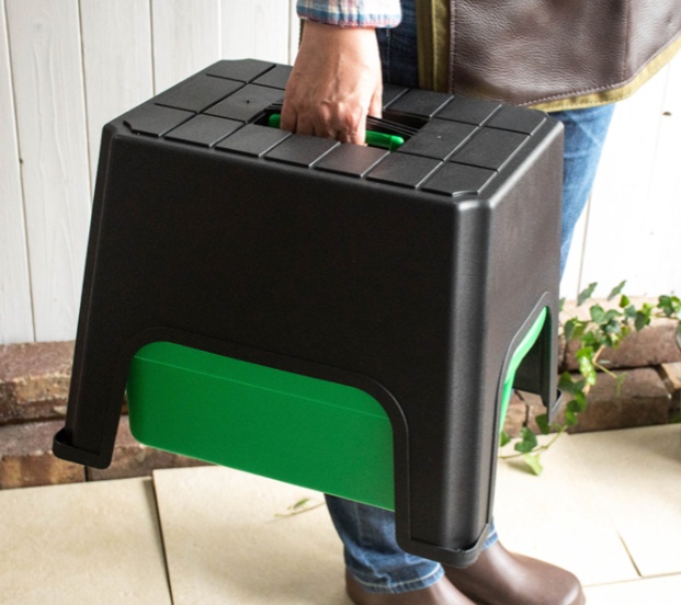 Storage stool, SIT, STEP & STORE, 40 x 33 x H 31 cm, Black / Green