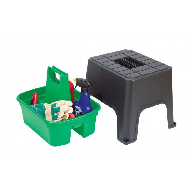 Storage stool, SIT, STEP & STORE, 40 x 33 x H 31 cm, Black / Green