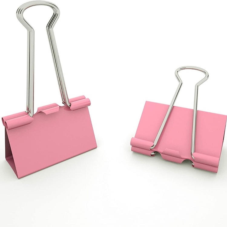 Paper clips, Set of 12, FOLDBACK CLIPS L,41 mm, Pink