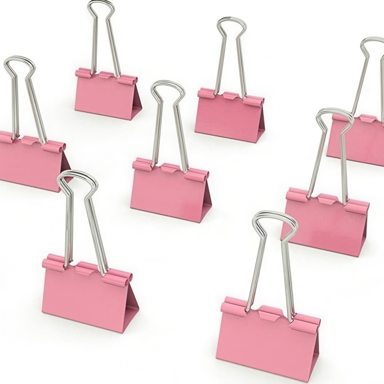 Paper clips, Set of 6, FOLDBACK CLIPS L, 41 mm, Pink