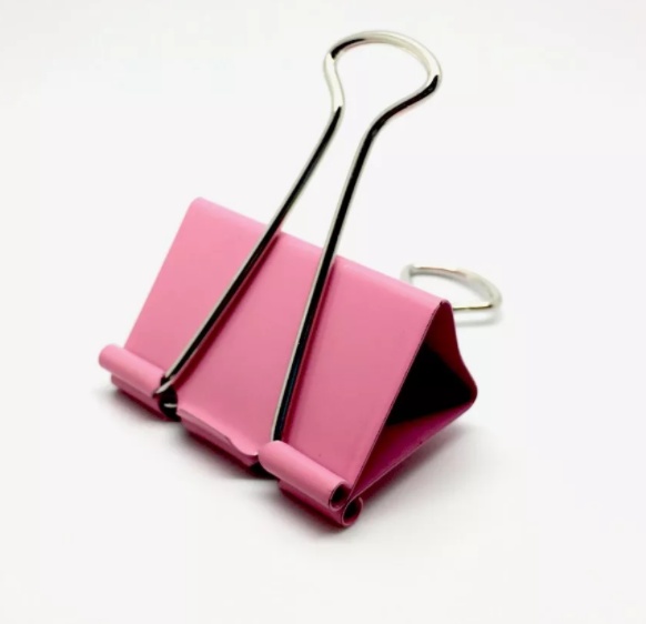 Paper clips, Set of 12, FOLDBACK CLIPS XL, 51 mm Pink