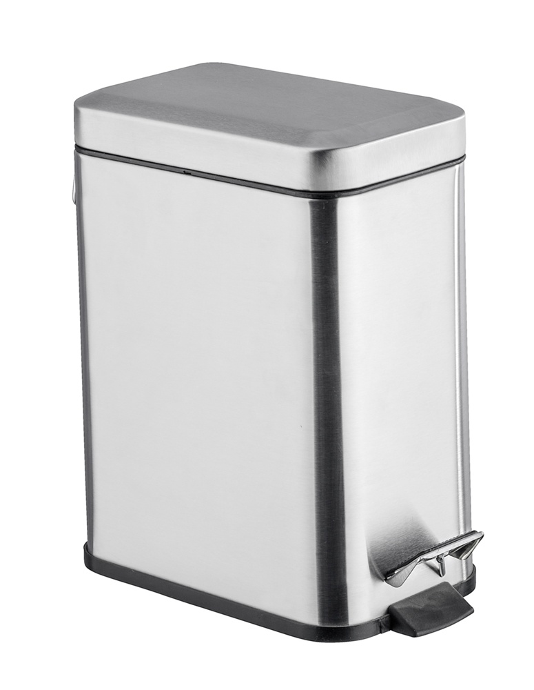 Pedal trash bucket, TRETEIMER, 5 L, Matt stainless steel