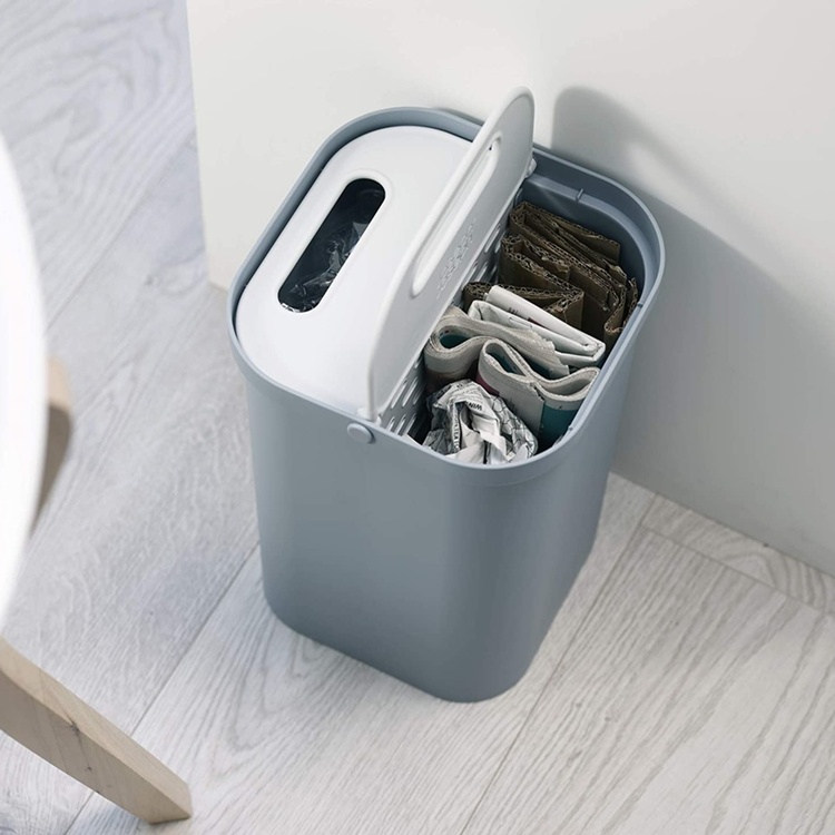 Recycling Caddy, Divided in 2, GO-RECYCLING SMALL, 14 L, Joseph Joseph, Grey